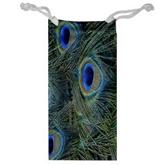 Peacock Feathers Blue Bird Nature Jewelry Bag by Amaryn4rt