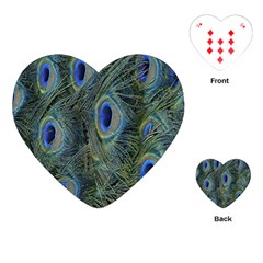 Peacock Feathers Blue Bird Nature Playing Cards (heart)  by Amaryn4rt