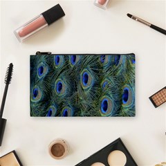 Peacock Feathers Blue Bird Nature Cosmetic Bag (small)  by Amaryn4rt