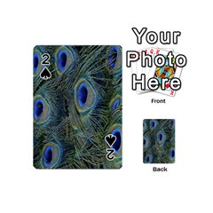 Peacock Feathers Blue Bird Nature Playing Cards 54 (mini)  by Amaryn4rt