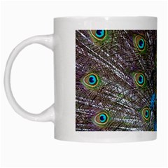 Peacock Feather Beat Rad Blue White Mugs by Amaryn4rt