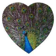 Peacock Feather Beat Rad Blue Jigsaw Puzzle (heart) by Amaryn4rt