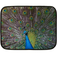 Peacock Feather Beat Rad Blue Double Sided Fleece Blanket (mini)  by Amaryn4rt