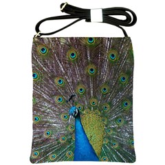 Peacock Feather Beat Rad Blue Shoulder Sling Bags by Amaryn4rt