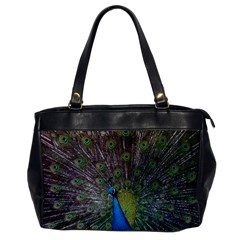 Peacock Feather Beat Rad Blue Office Handbags by Amaryn4rt