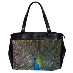 Peacock Feather Beat Rad Blue Office Handbags (2 Sides)  by Amaryn4rt