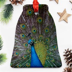 Peacock Feather Beat Rad Blue Bell Ornament (two Sides) by Amaryn4rt