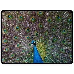 Peacock Feather Beat Rad Blue Double Sided Fleece Blanket (large)  by Amaryn4rt