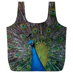 Peacock Feather Beat Rad Blue Full Print Recycle Bags (l)  by Amaryn4rt