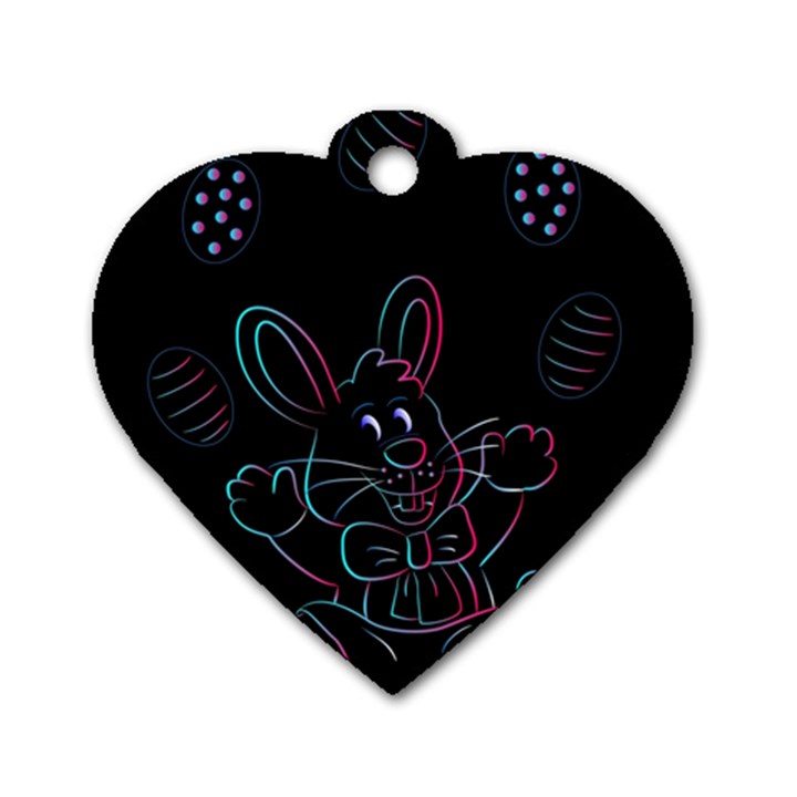 Easter Bunny Hare Rabbit Animal Dog Tag Heart (One Side)