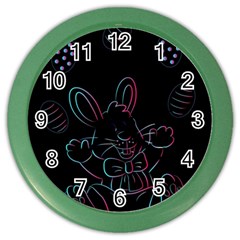 Easter Bunny Hare Rabbit Animal Color Wall Clocks by Amaryn4rt