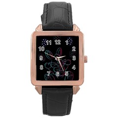 Easter Bunny Hare Rabbit Animal Rose Gold Leather Watch  by Amaryn4rt