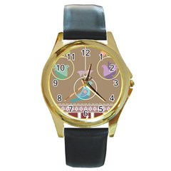 Isolated Wallpaper Bird Sweet Fowl Round Gold Metal Watch by Amaryn4rt