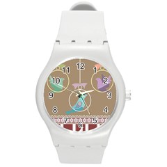 Isolated Wallpaper Bird Sweet Fowl Round Plastic Sport Watch (m) by Amaryn4rt