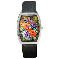 Flowers Artwork Art Digital Art Barrel Style Metal Watch