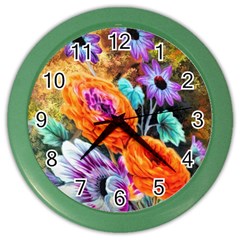 Flowers Artwork Art Digital Art Color Wall Clocks