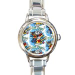 Seamless Repeating Tiling Tileable Round Italian Charm Watch Front