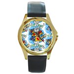 Seamless Repeating Tiling Tileable Round Gold Metal Watch Front