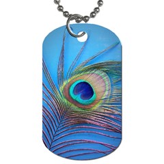 Peacock Feather Blue Green Bright Dog Tag (Two Sides)