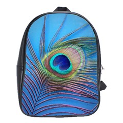 Peacock Feather Blue Green Bright School Bags (XL) 