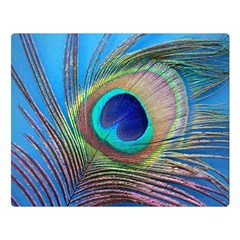 Peacock Feather Blue Green Bright Double Sided Flano Blanket (Large) 