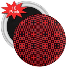 Abstract Background Red Black 3  Magnets (10 Pack)  by Amaryn4rt