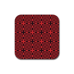 Abstract Background Red Black Rubber Coaster (Square) 