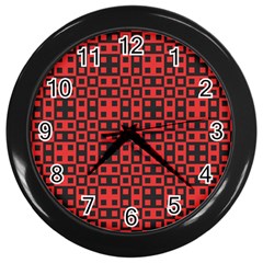 Abstract Background Red Black Wall Clocks (black) by Amaryn4rt