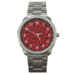 Abstract Background Red Black Sport Metal Watch by Amaryn4rt