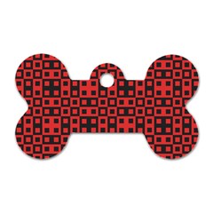 Abstract Background Red Black Dog Tag Bone (One Side)