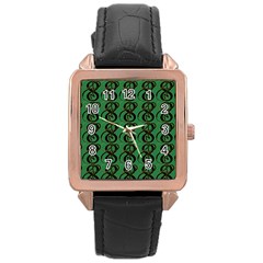 Abstract Pattern Graphic Lines Rose Gold Leather Watch  by Amaryn4rt