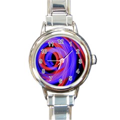 Background Blue Red Round Italian Charm Watch