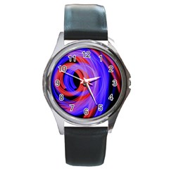 Background Blue Red Round Metal Watch