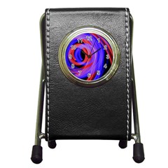 Background Blue Red Pen Holder Desk Clocks