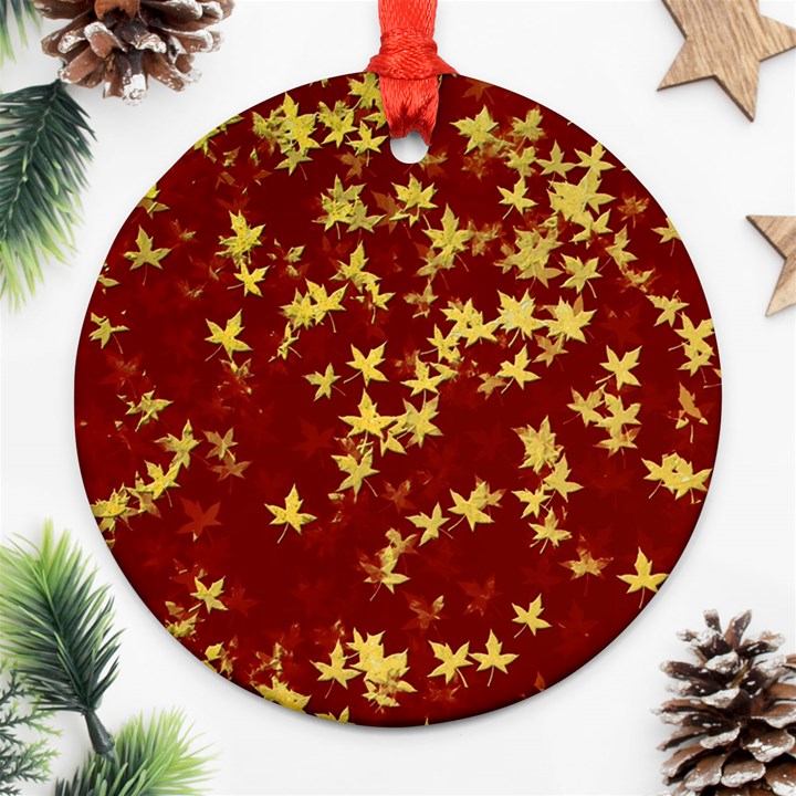 Background Design Leaves Pattern Ornament (Round)