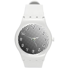 Background Wallpaper Texture Lines Dot Dots Black White Round Plastic Sport Watch (M)