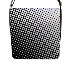 Background Wallpaper Texture Lines Dot Dots Black White Flap Messenger Bag (L) 