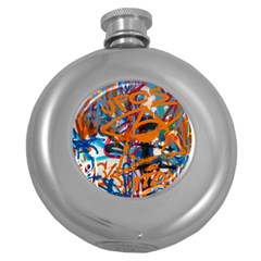 Background Graffiti Grunge Round Hip Flask (5 Oz) by Amaryn4rt