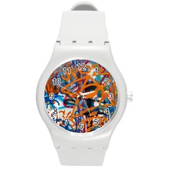 Background Graffiti Grunge Round Plastic Sport Watch (m) by Amaryn4rt