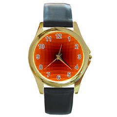 Orange Background Wallpaper Texture Lines Round Gold Metal Watch by Amaryn4rt