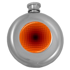 Orange Background Wallpaper Texture Lines Round Hip Flask (5 Oz)