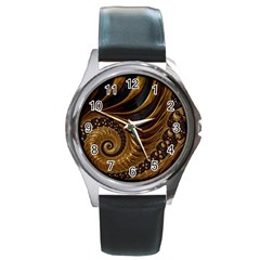 Fractal Spiral Endless Mathematics Round Metal Watch by Amaryn4rt