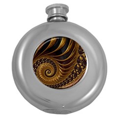 Fractal Spiral Endless Mathematics Round Hip Flask (5 oz)