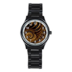 Fractal Spiral Endless Mathematics Stainless Steel Round Watch