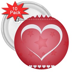 Postcard Banner Heart Holiday Love 3  Buttons (10 Pack)  by Amaryn4rt