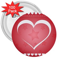 Postcard Banner Heart Holiday Love 3  Buttons (100 Pack)  by Amaryn4rt