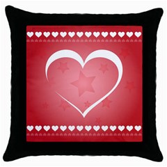 Postcard Banner Heart Holiday Love Throw Pillow Case (black) by Amaryn4rt