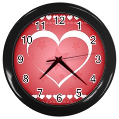 Postcard Banner Heart Holiday Love Wall Clocks (black) by Amaryn4rt