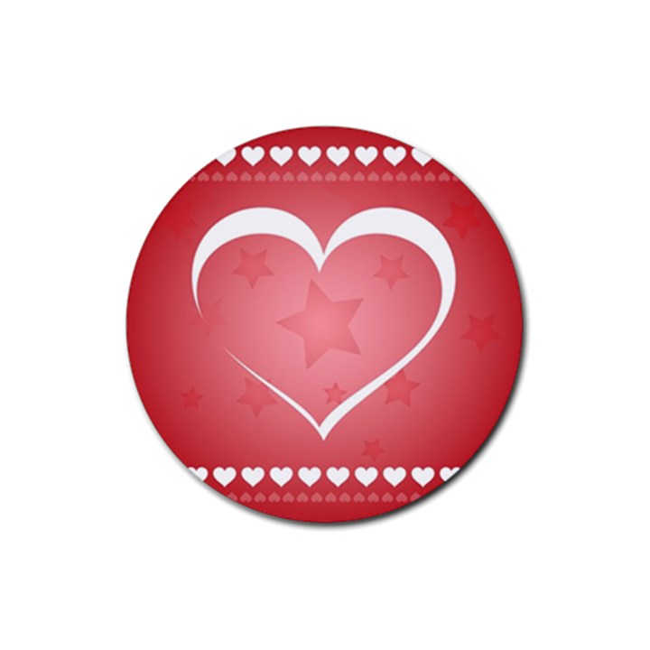 Postcard Banner Heart Holiday Love Rubber Coaster (Round) 