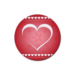 Postcard Banner Heart Holiday Love Rubber Round Coaster (4 Pack)  by Amaryn4rt